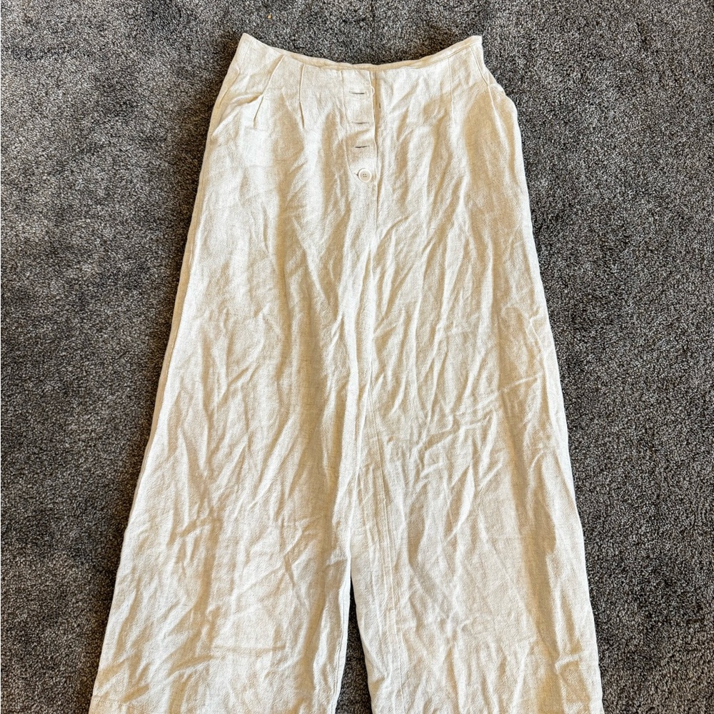 Mango Natural Linen Trousers